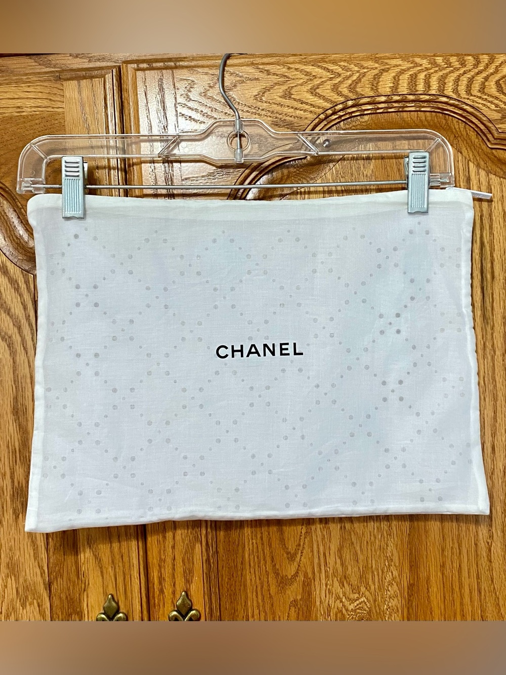 Chanel White Eyelet Zip Dust Bag 14 x 10 Handbag Storage Travel Pouch Cover
